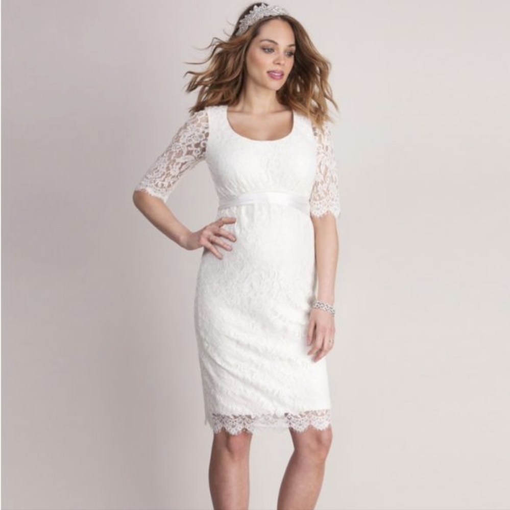 Ivory Scoop Neck Maternity Wedding Dress Seraphine Luxe size 6